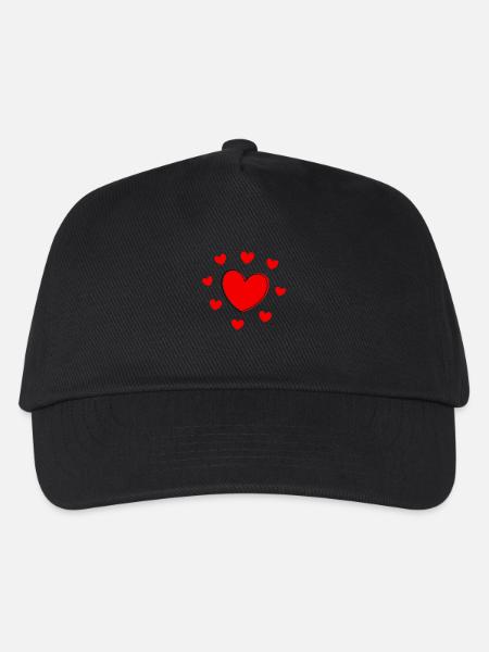 red heart red heart red heart - Kids’ Baseball Cap - black