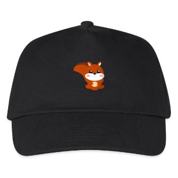 süßes Eichhörnchen mit einer Nuss und - Kinder Basecap - Schwarz - Vorne