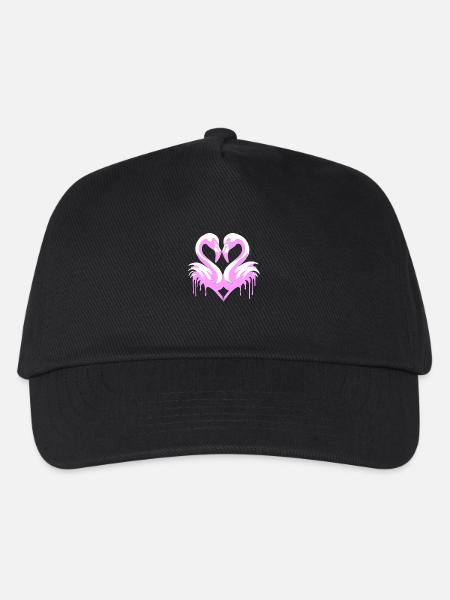 Herzflamingos | Flamingo-Herz - Kinder Basecap - Schwarz