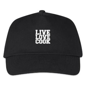 Live Love Cook Leben Liebe Kochen Küche Meister - Kinder Basecap - Schwarz - Vorne