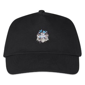 Katze Katzen Katzengesicht Natur Schmetterlinge - Kinder Basecap - Schwarz - Vorne