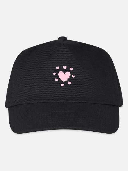 rosarotes Herz Herz rosa Geschenk Valentinstag - Kinder Basecap - Schwarz