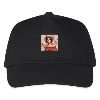 Mädchen mit Hut. - Kinder Basecap - Schwarz - Vorne