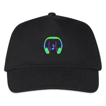 Headphones Note Music Note Pulse Frequency Heartbeat - Kids’ Baseball Cap - black - Front
