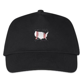 USA | echter Baseball | Landkarte Script - Kinder Basecap - Schwarz - Vorne