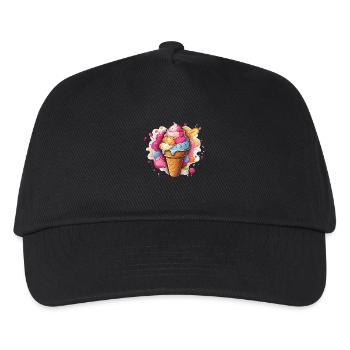 Leckeres buntes Softeis - Kinder Basecap - Schwarz - Vorne