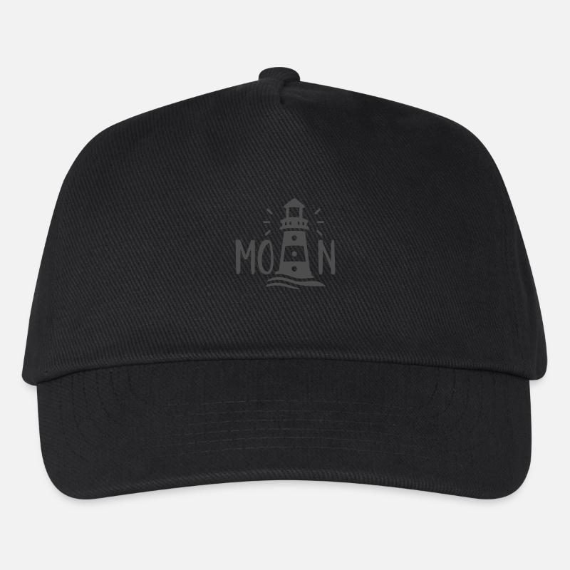 Schriftzug MOIN mit Leuchtturm - Kinder Basecap - Schwarz