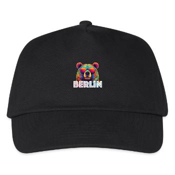 Bear with sunglasses - Kids’ Baseball Cap - black - Front