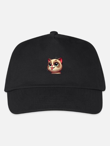 cute cat with big eyes - Kids’ Baseball Cap - black