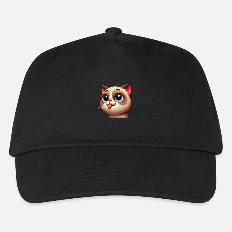 süße Katze mit großen Augen - Kinder Basecap - Schwarz