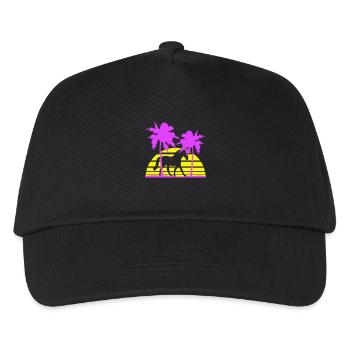 Pferd Reiten Linien Reiter Sonne Palmen Silhouette - Kinder Basecap - Schwarz - Vorne