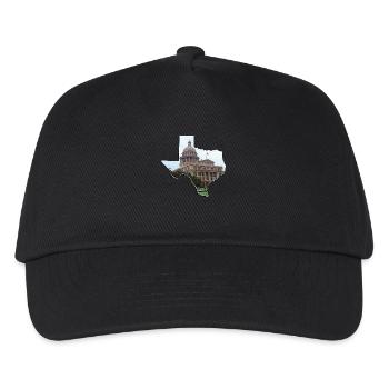 Texas State Capitol in der Texas State Landkarte - Kinder Basecap - Schwarz - Vorne