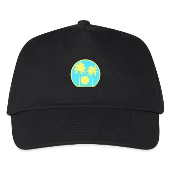 Two Palm Trees Island Sun Sunset Round Blue - Kids’ Baseball Cap - black - Front