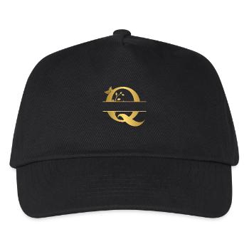 Personalisierter goldener Blumenbuchstabe q - Geschenkidee - Kinder Basecap - Schwarz - Vorne