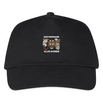 Bärtigermann Bär Tiger Wikinger Starker Mann Bart - Kinder Basecap - Schwarz - Vorne