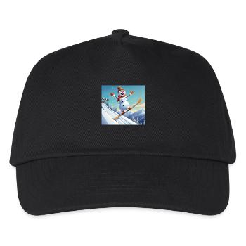Snowman on Snowboard – Jump into Winter - Kids’ Baseball Cap - black - Front