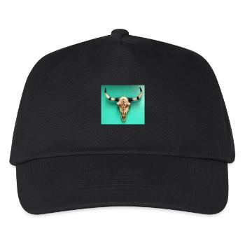 Crâne de taureau avec des ornements sur un mur vert - Casquette de baseball Enfant - noir - Devant