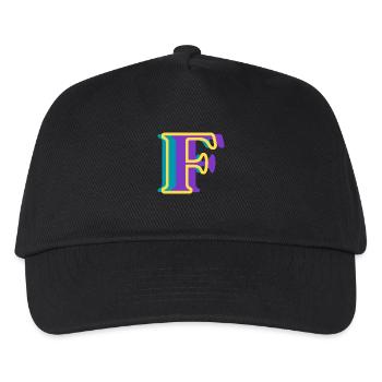 Buchstabe f mehrfarbig - originelle Geschenkidee - Kinder Basecap - Schwarz - Vorne