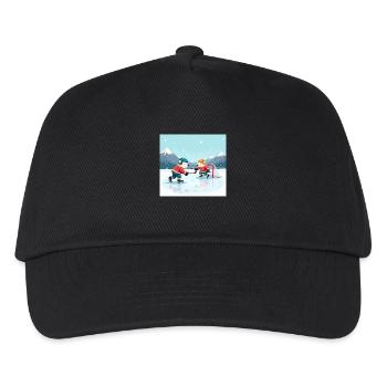 Eisbären spielen Eishockey - Cartoon Winter - Kinder Basecap - Schwarz - Vorne