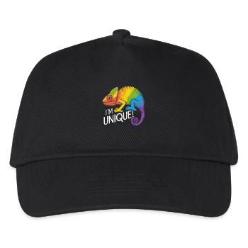 lebendiges Chamäleon "I'm Unique!" - Kinder Basecap - Schwarz - Vorne