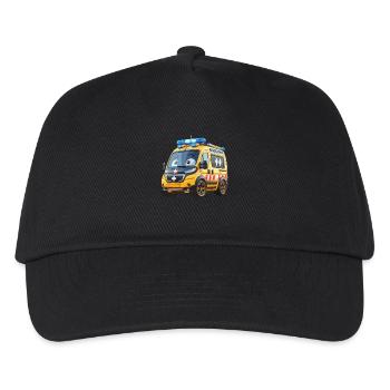 Krankenwagen Junior - Kinder Basecap - Schwarz - Vorne