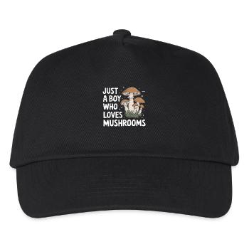 Pilz Pilze Funghi Champignon - Kinder Basecap - Schwarz - Vorne