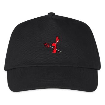 Hase Teufel Dämon Böse Satan Hölle Dreizack Kostüm - Kinder Basecap - Schwarz - Vorne