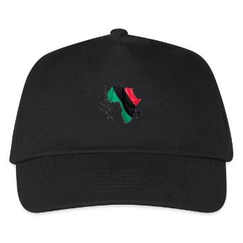 Pan Afrika Flagge in der Afrika Landkarte EN - Kinder Basecap - Schwarz - Vorne