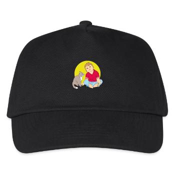Boy talking to cat - Kids’ Baseball Cap - black - Front