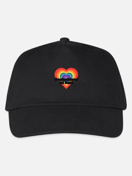 Deutschland ist bunt Herz in Regenbogen Farben - Kinder Basecap - Schwarz