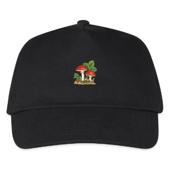 erdbeeren,vintage,retro,fliegenpilz,wald - Kinder Basecap - Schwarz - Vorne