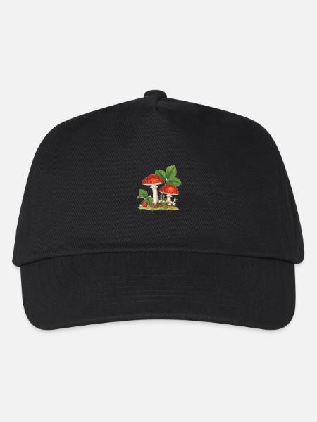 erdbeeren,vintage,retro,fliegenpilz,wald - Kinder Basecap - Schwarz