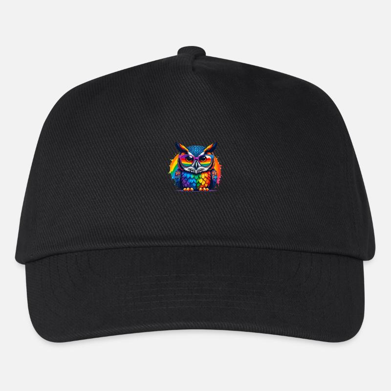 Eule, LGTB,Regenbogen, Sonnenbrille, bunt - Kinder Basecap - Schwarz