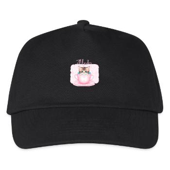 Cat in cup, cat, cup, alpha, pink, roses - Kids’ Baseball Cap - black - Front