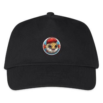 Drôle de poisson-globe avec casquette de baseball rouge - Casquette de baseball Enfant - noir - Devant