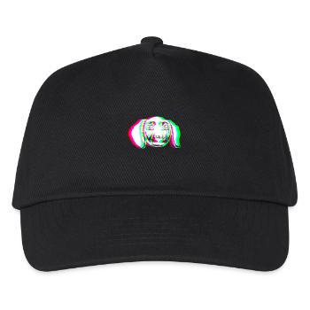 EDM - Hund - Glitch Rave Style - Kinder Basecap - Schwarz - Vorne