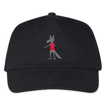Wolf (Flexdruck) - Kinder Basecap - Schwarz - Vorne