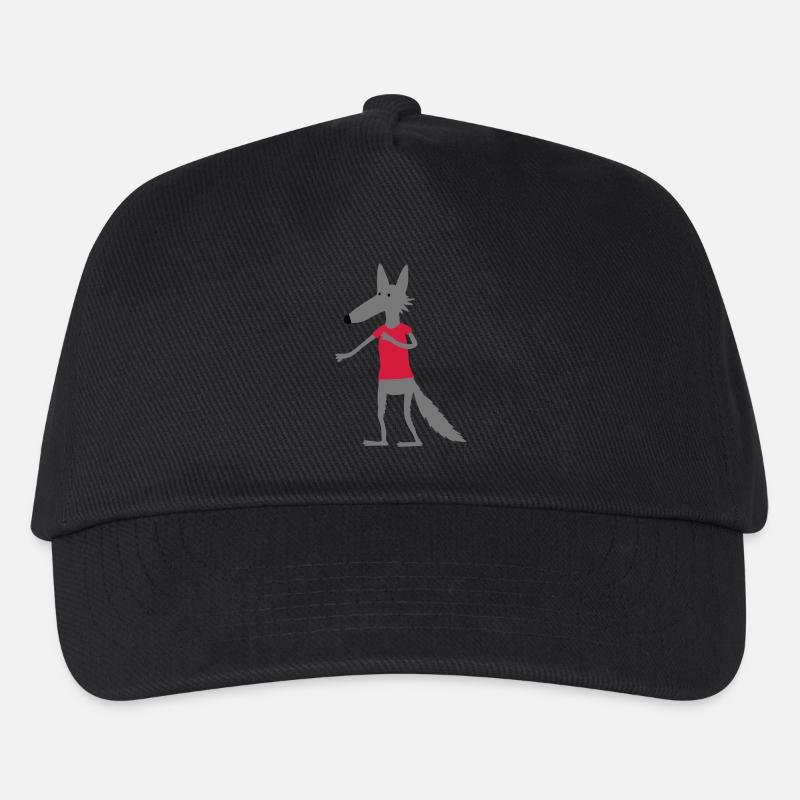 Wolf (Flexdruck) - Kinder Basecap - Schwarz