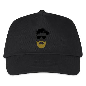 Gesicht mit Bart - Kinder Basecap - Schwarz - Vorne