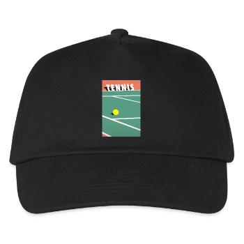 Minimalistisches Tennis Spielfeld Sport - Kinder Basecap - Schwarz - Vorne