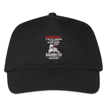 Bauarbeiter T-Shirt · Baustelle · Bagger · Kran - Kinder Basecap - Schwarz - Vorne