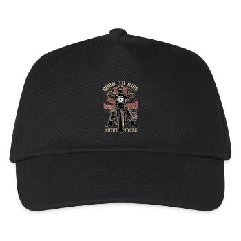 BORN TO RIDE - Motorrad Chopper Caferacer Geschenk - Kinder Basecap - Schwarz - Vorne