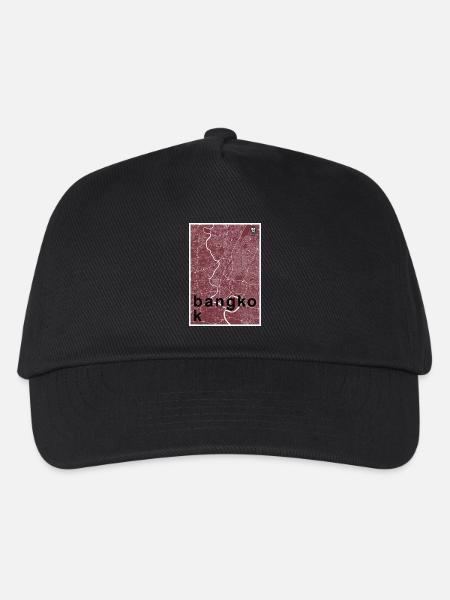 Bangkok Hipster Stadt Karte rot - Kinder Basecap - Schwarz