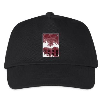 Hong Kong Hipster Stadt Karte rot - Kinder Basecap - Schwarz - Vorne