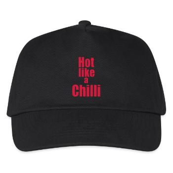 Hot like a Chilli Gemuese Statement vegan Geschenk - Kinder Basecap - Schwarz - Vorne