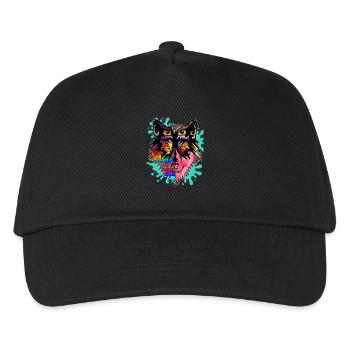 Wolf, bunt, - Kinder Basecap - Schwarz - Vorne