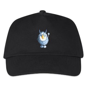 Blue grinning monster - Kids’ Baseball Cap - black - Front
