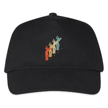 Retro Vintage Style Golf Golfer Golfspieler - Kinder Basecap - Schwarz - Vorne