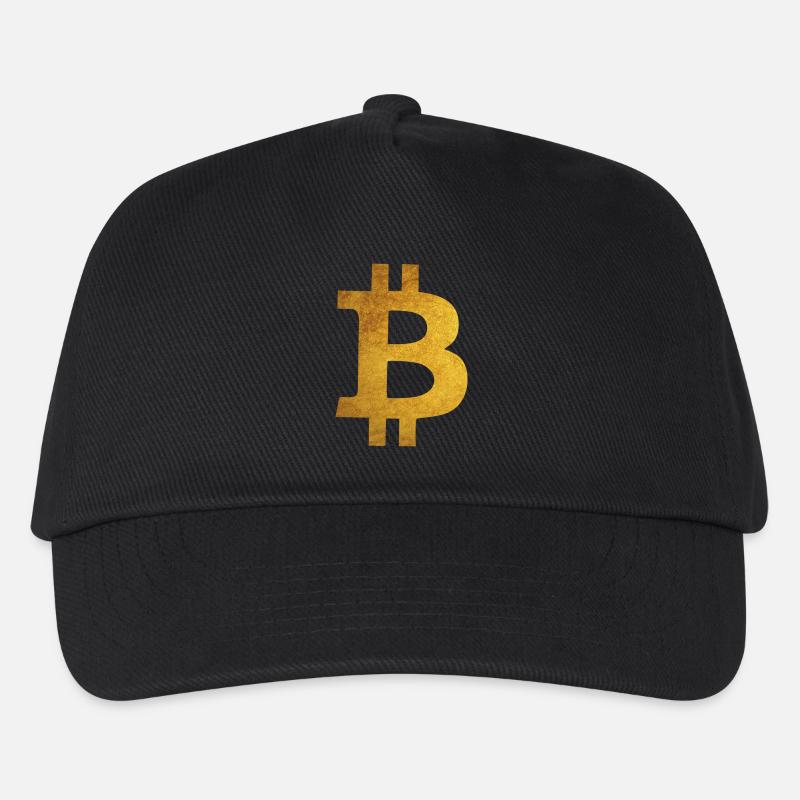 Gold Bitcoin - Kinder Basecap - Schwarz