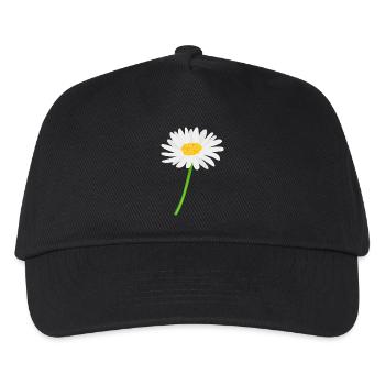 Blume Gänseblümchen mit Stiel - Kinder Basecap - Schwarz - Vorne